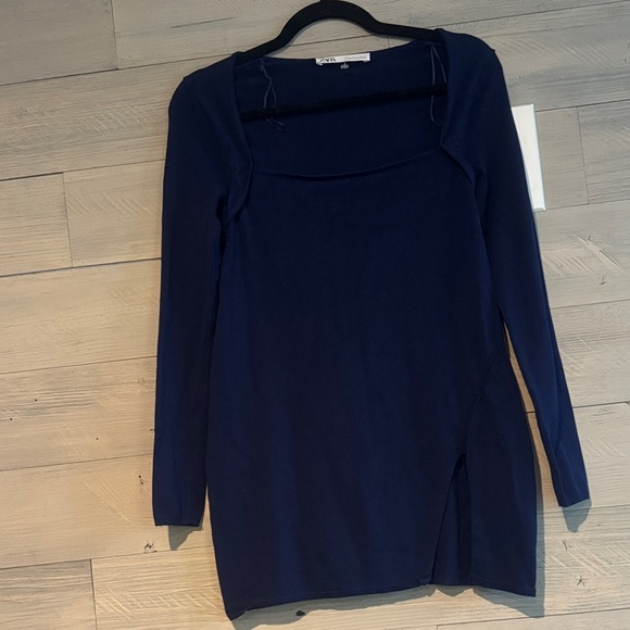 Zara Navy Long Sleeve Dress - Picture 2 of 8